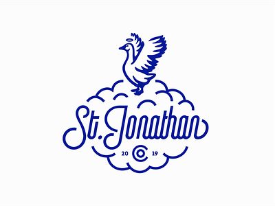 St. Jonathan branding cloud goose illustration lettering logo retro saint typography vector vintage