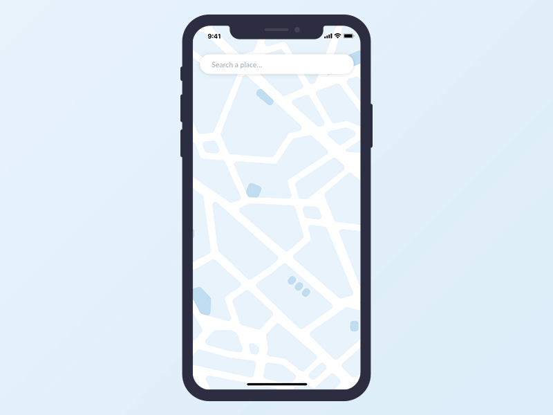 Searching on map UI design animation coffee dailyui design iphone x map protopie prototype search shop ui ux