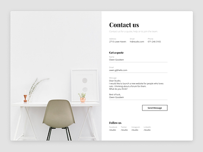 Contact us UI design contact dailyui design email experience form interface minimal ui user ux webdesign