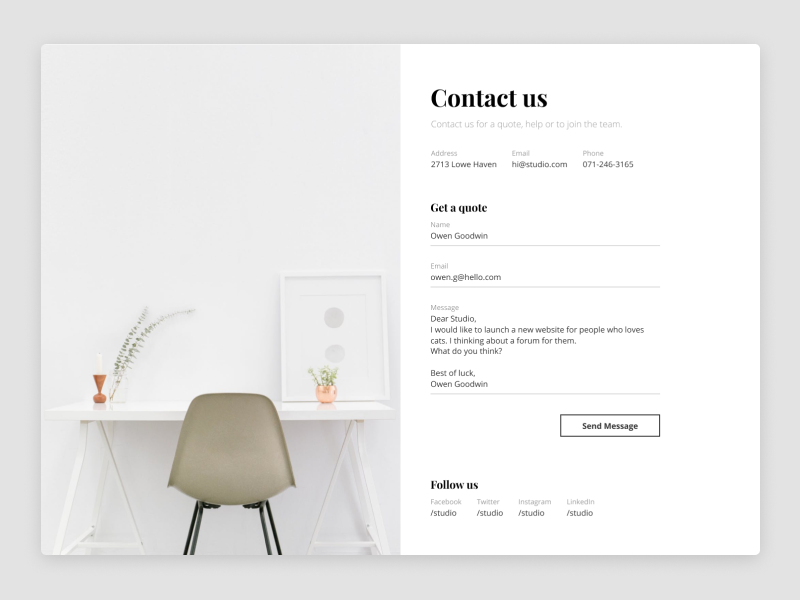 Contact us UI design by Istvan Szabo on Dribbble