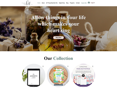 Essential oils website made by wix