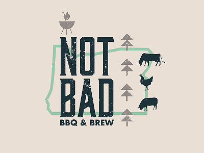 Not Bad BBQ & Brew barbecue beer identity design illustration oregon typography