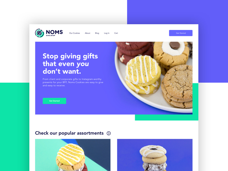 NOMS Bake Shop web app ui cookies photography web design