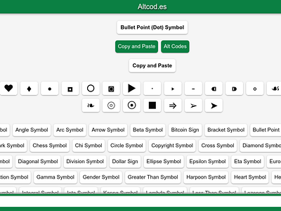 Bullet Point (Dot) Symbol (•) - Copy and Paste - Alt Codes by Alt codes ...