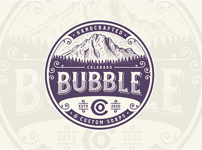 Colorado Bubble Co. character colorado design handcrafted illustration logo mountain retro soap vintage