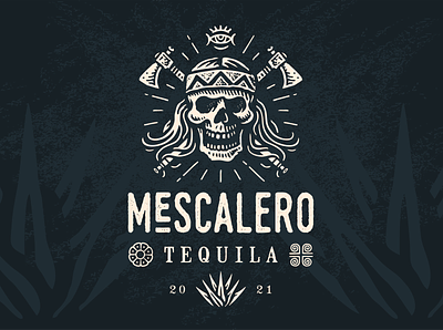 Mescalero Tequila agave apache branding character illustration logo mescalero mexico portrait retro skull tequila tomahawk vintage