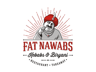 Fat Nawabs Kebabs & Biryani character fastfood logo restaurant