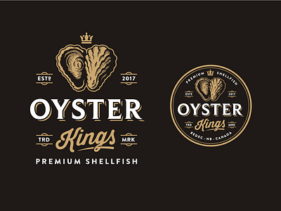 Oyster Kings food logo oyster restaurant retro shellfish vintage