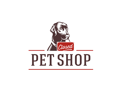 Closed Pet Shop animal dog illustration logo pet retro vintage