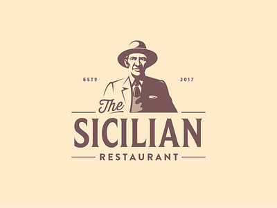 The Sicilian Restaurant cuisine food illustration logo prohibition restaurant retro