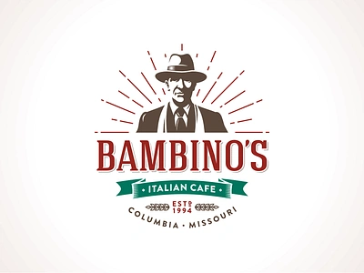 Bambino's Italian Cafe bar cafe character coffee illustration logo mafia missouri portrait prohibition retro wheat