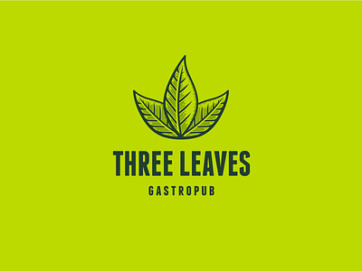 Three Leaves bar cuisine food leaf logo pub restaurant retro spices vegetables vintage