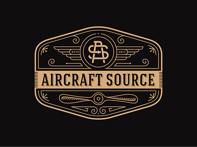 Aircraft Source aircraft aviator electronics logo retro