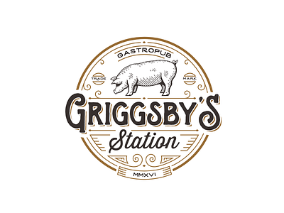 Griggsby's Station gastropub logo pig poetry pub restaurant retro vintage