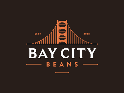 Bay City Beans bay beans bridge cafe city coffee logo retro