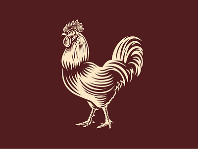 Rooster chicken illustrated logo retro rooster