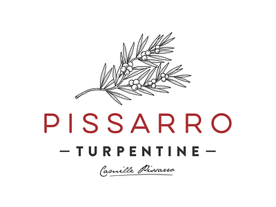 Pissarro botanical logo oil pine retro trees turpentine