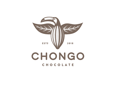 Chongo cacao chocolate toucan retro africa congo logo