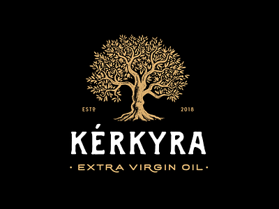 Kerkyra corfu illustration island kerkyra logo oil olive tree vintage virgin