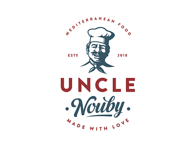 Uncle Nouby character cook food logo mediterranean pasta pizza retro seafood