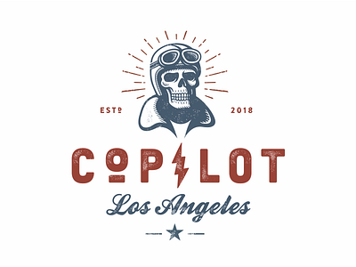 Copilot california character copilot logo los angeles motorbike motorcycle portrait retro skull vintage