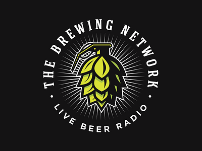 The Brewing Network beer bomb brewery brewing character design distillery hop hops icon illustration live logo radio retro vintage