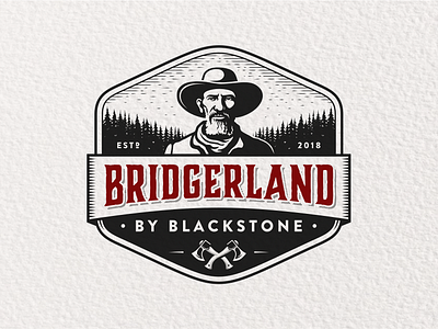 Bridgerland By Blackstone badge bridgerland character face illustration logo mountains portrait retro vintage