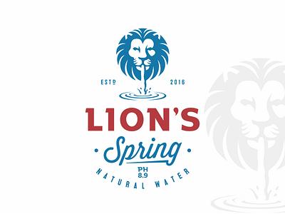 Lion's Spring character design illustration leon lion logo natural portrait retro vintage water