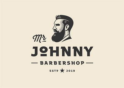 Mr Johnny barber barbershop character illustration johnny logo mister mr portrait retro vector vintage