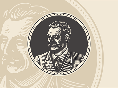 Portrait character design illustration logo portrait retro vintage woodcut