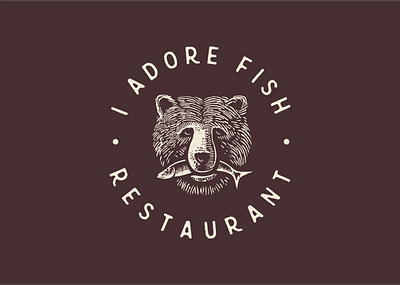 I Adore Fish bear character cuisine design fish food illustration logo portrait restaurant retro vintage