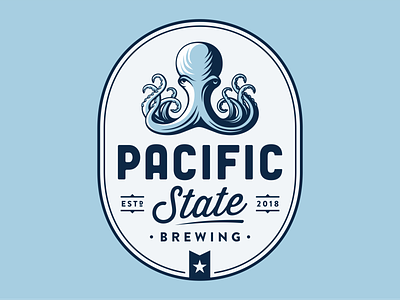 Pacific State bar beer branding brew brewery brewing character illustration logo ocean octopus pacific portrait retro vector vintage