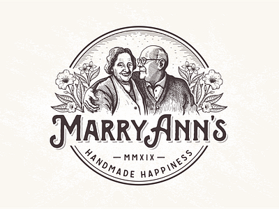 MarryAnn's caffe character coffee cuisine food grandmother greek handmade illustration kitchen logo mediterranean olive portrait restaurant retro vintage