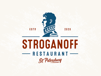 Stroganoff Restaurant character cuisine design food illustration logo portrait restaurant retro vintage