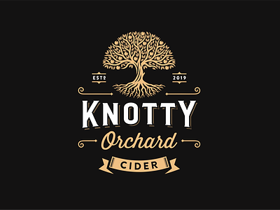 Knotty Orchard Cider alcohol apple bar cider food hard cider illustration logo orchard retro tree vintage
