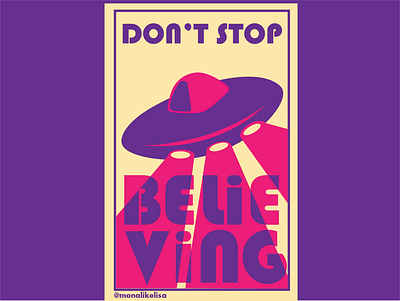 Don't Stop Believing Poster art cream design illustration illustrator pink poster purple vector