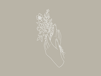 Twohandsdribbble botanical branding floral flowers hand illustration logo