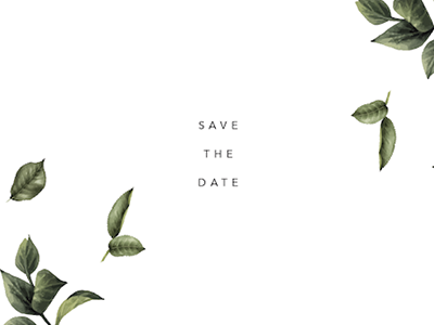 Save The Date botanical invitation design invite leaves minimal save the date wedding