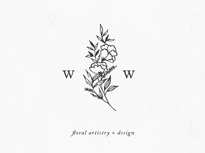 Waiting On Wildflowers Sub-Logo botanical floral hand drawn illustration logo minimal minimalism