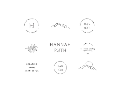 Hannah Ruth #WIP botanical branch brand design branding branding design design elements hand drawn illustration logo logo design minimalism mountain symbol typography wip work in progress