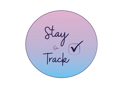Stay Track logo blue checkmarks gradient logo handlettering purple