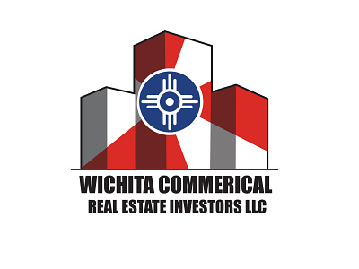 Wichita Commerical Real Estate logo building flag logo real estate logo wichita