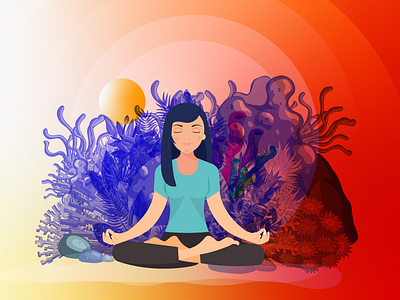 Yoga Meditation 2d branding illustraion illustrator inner peace meditation meditation undersea sea web yoga yoga logo