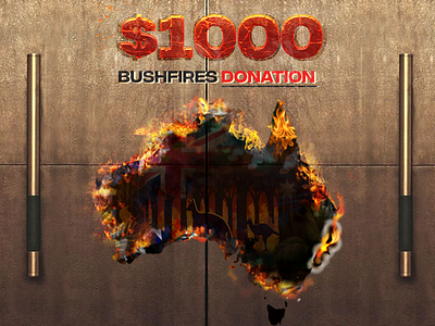 1000 donations post update 2d advertisment australia bushfire charity donation fire illustration illustrator post poster