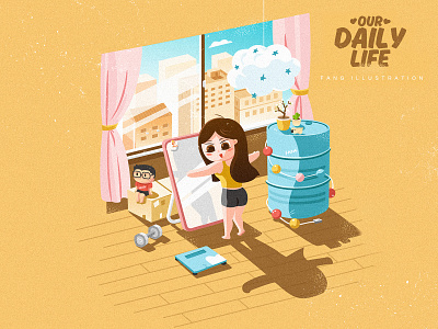 FANG's Daily Life with Mudir_03 ai couple daily design illustration life vector
