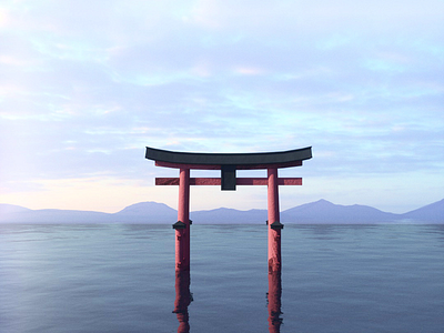 Itsukushima Shrine 3d cinema4d digital art japan lake landscape shrine torrigate