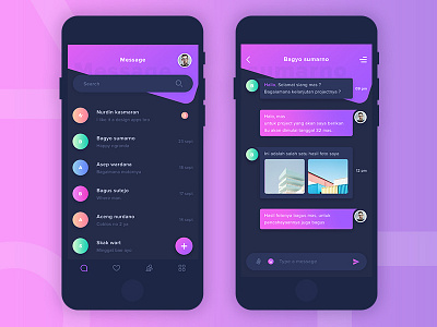 Message Apps Design Dark app clean dark dashboard ios menu profile slide story ui website