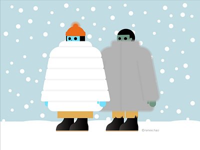 Cold Winter adobe illustrator character design christmas card clean colorful couple cute cute girl daily practice geometric geometry ice illustration inspiration life new year snow storytelling vector zombie