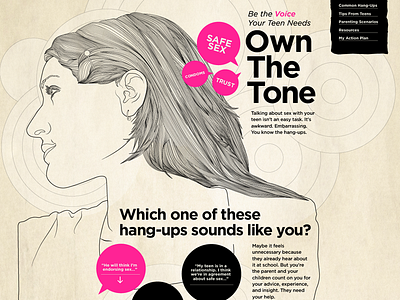 "Own The Tone" Website bold design html5 illustration interactive own safe sex scroll sex talk teen tone voice web