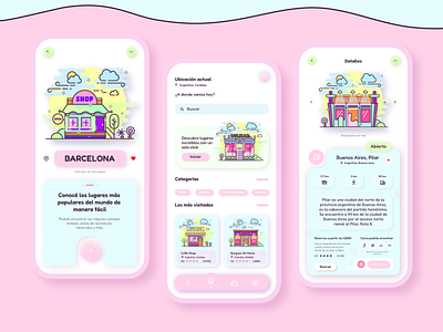 App móvil - Design UI pink 2d branding color colores design dibujo dibujos digital diseño diseñoui graphic design illustration ilustraciones ilustración logo móvil pasteles ui